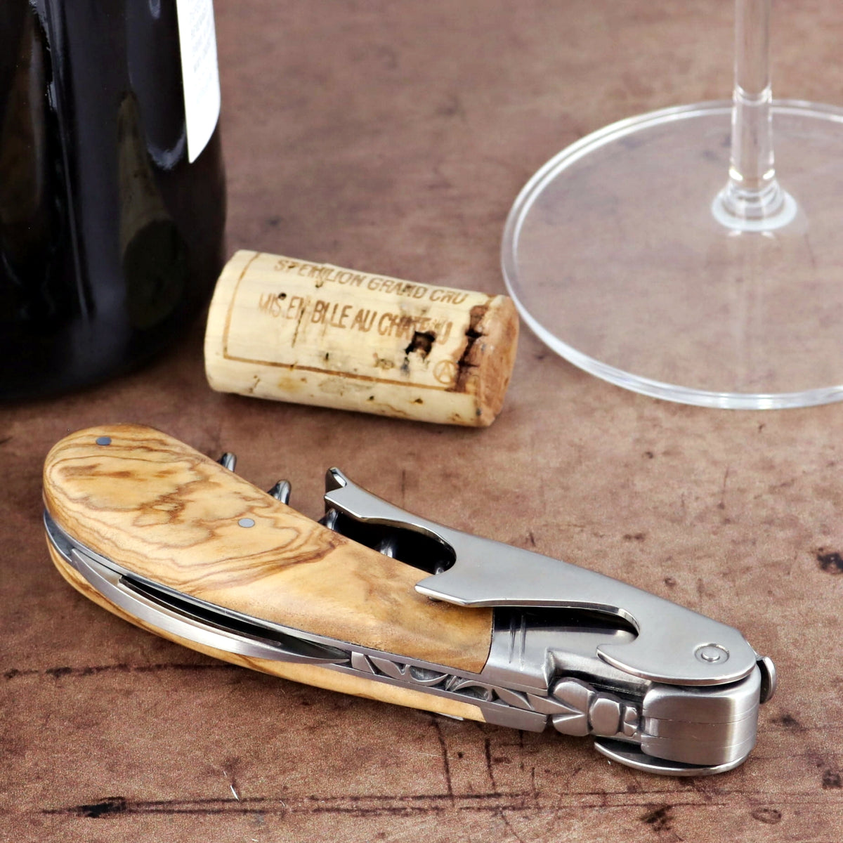 Laguiole Magnum Olive Wood Corkscrew - C