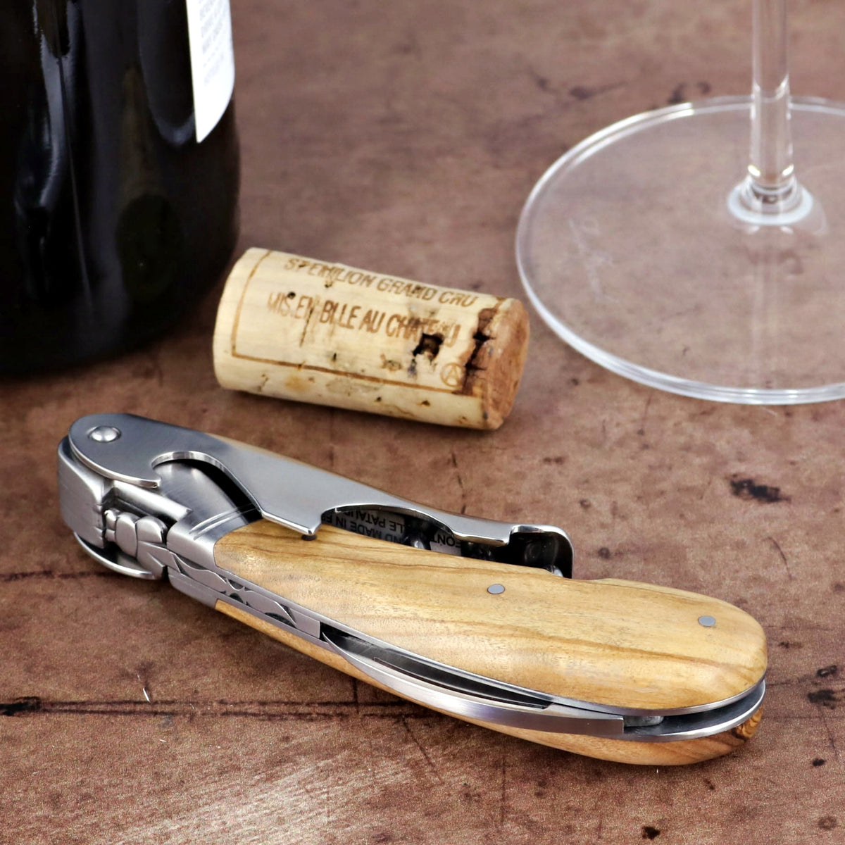 Laguiole Magnum Olive Wood Corkscrew - D