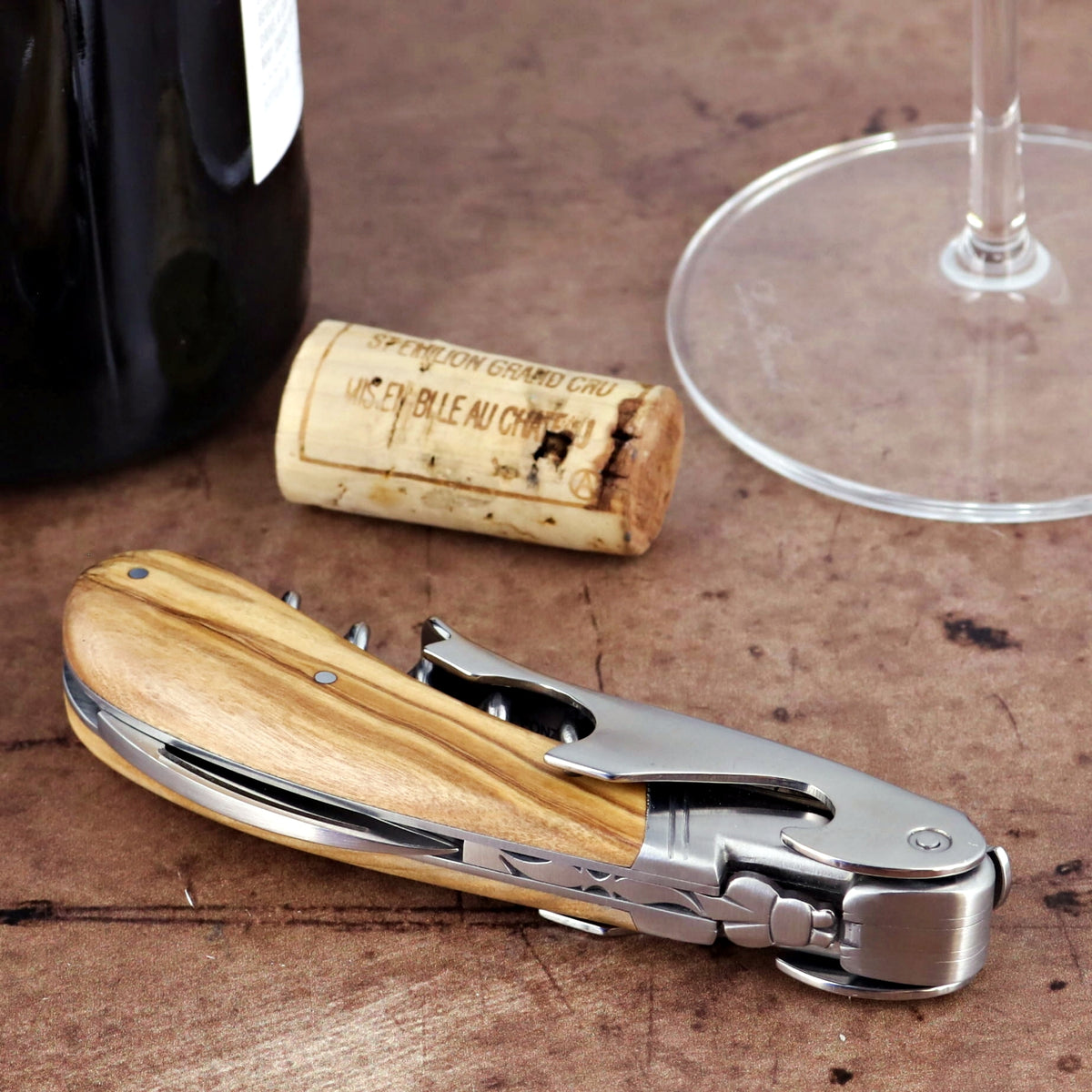 Laguiole Magnum Olive Wood Corkscrew - D