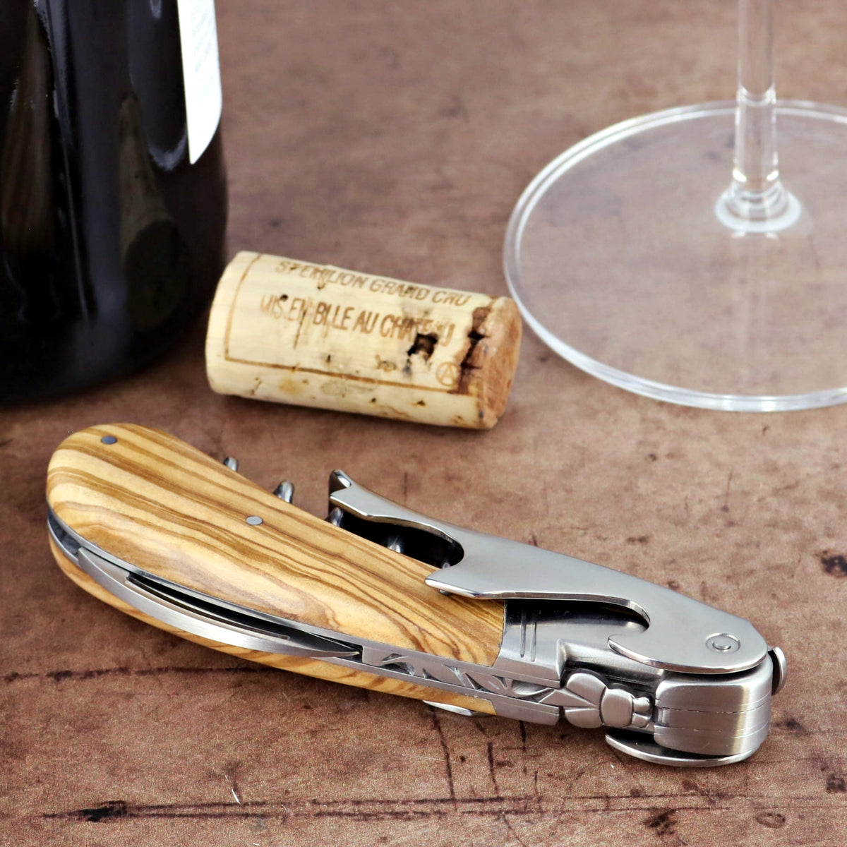 Laguiole Magnum Olive Wood Corkscrew - D