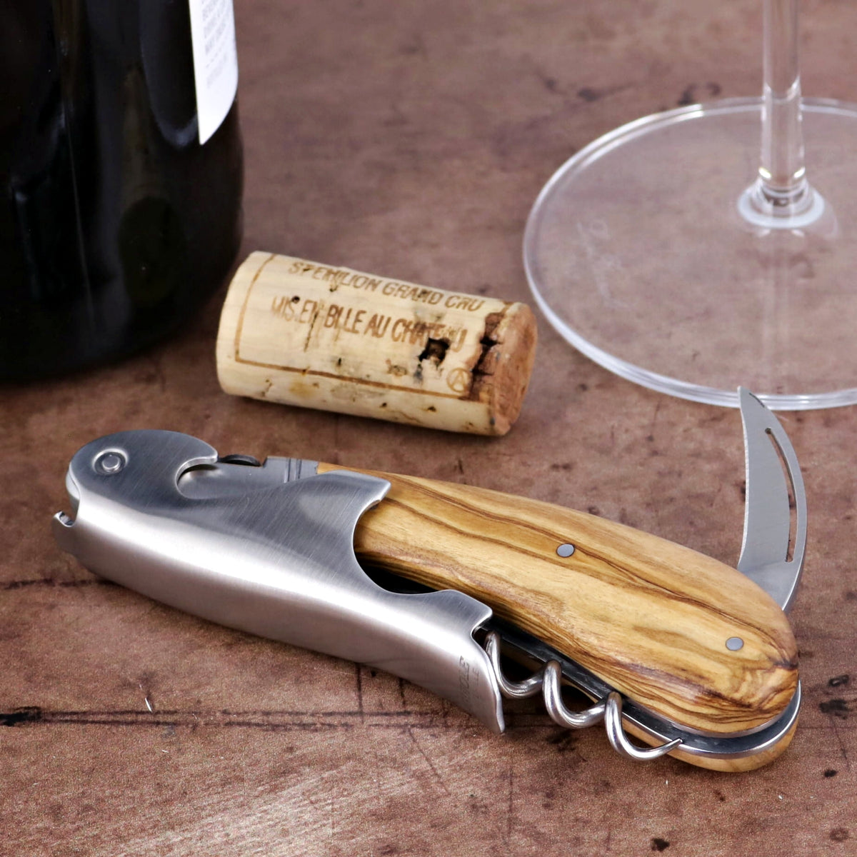 Laguiole Magnum Olive Wood Corkscrew - D