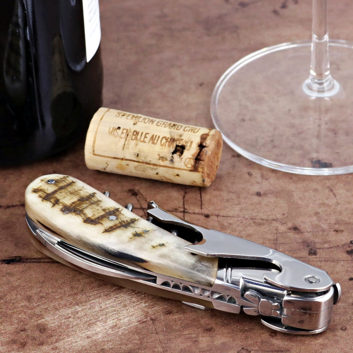 Laguiole Magnum Ram Horn Corkscrew - G