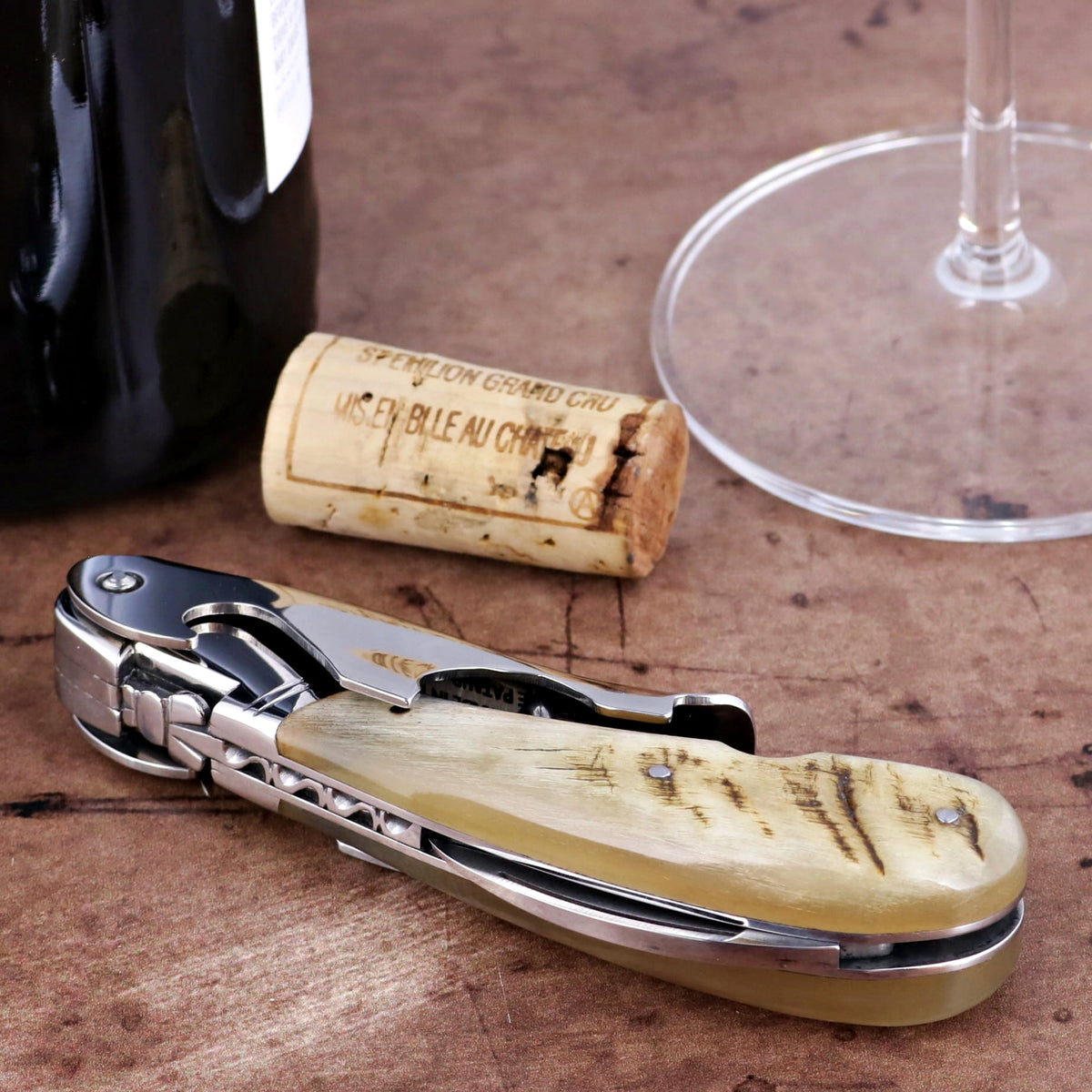 Laguiole Magnum Ram Horn Corkscrew - H