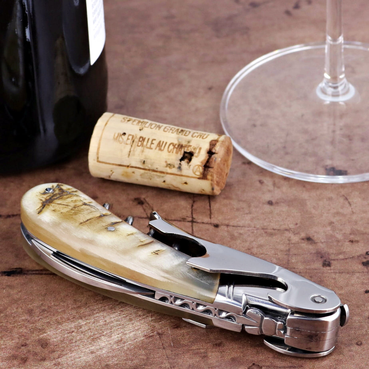 Laguiole Magnum Ram Horn Corkscrew - H