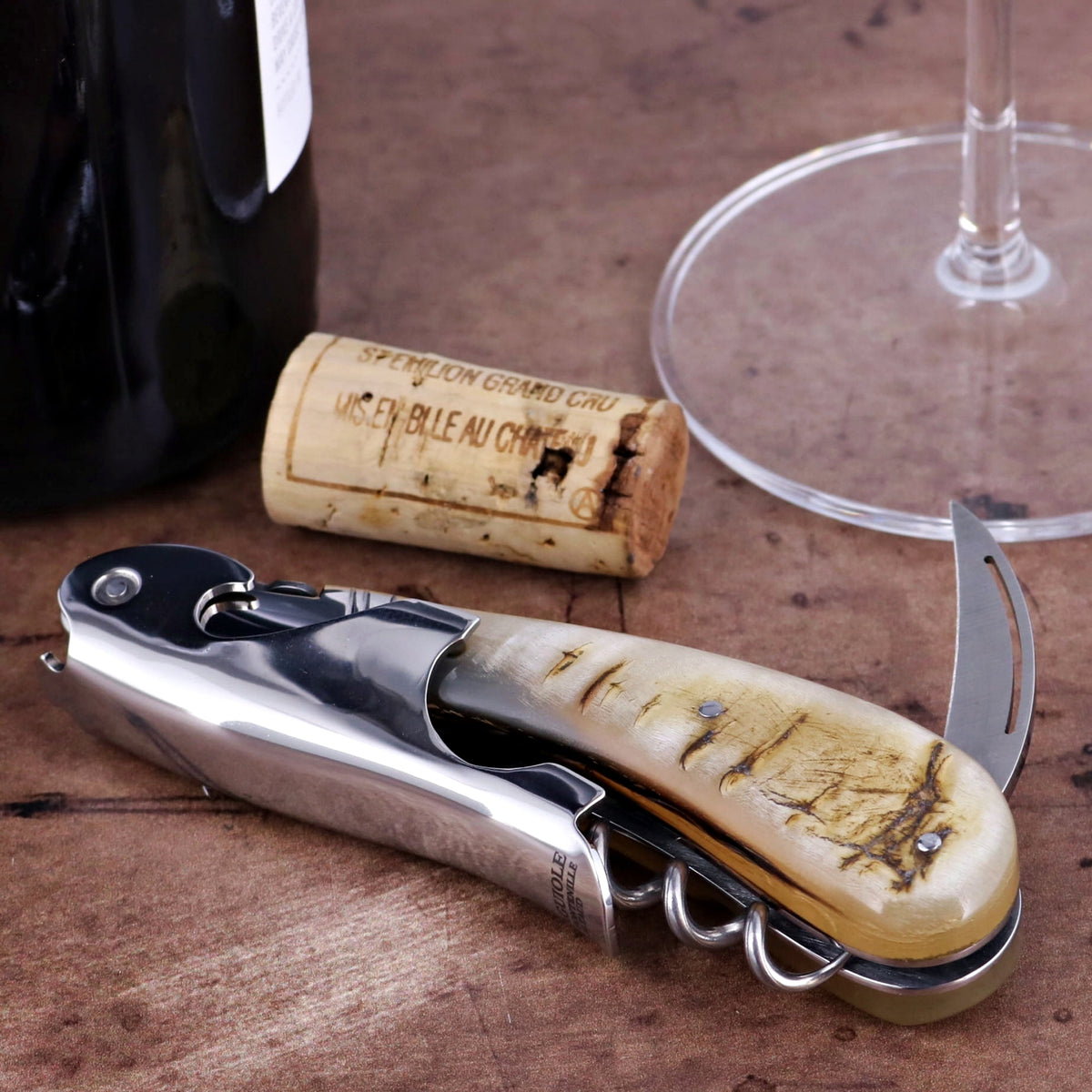 Laguiole Magnum Ram Horn Corkscrew - H
