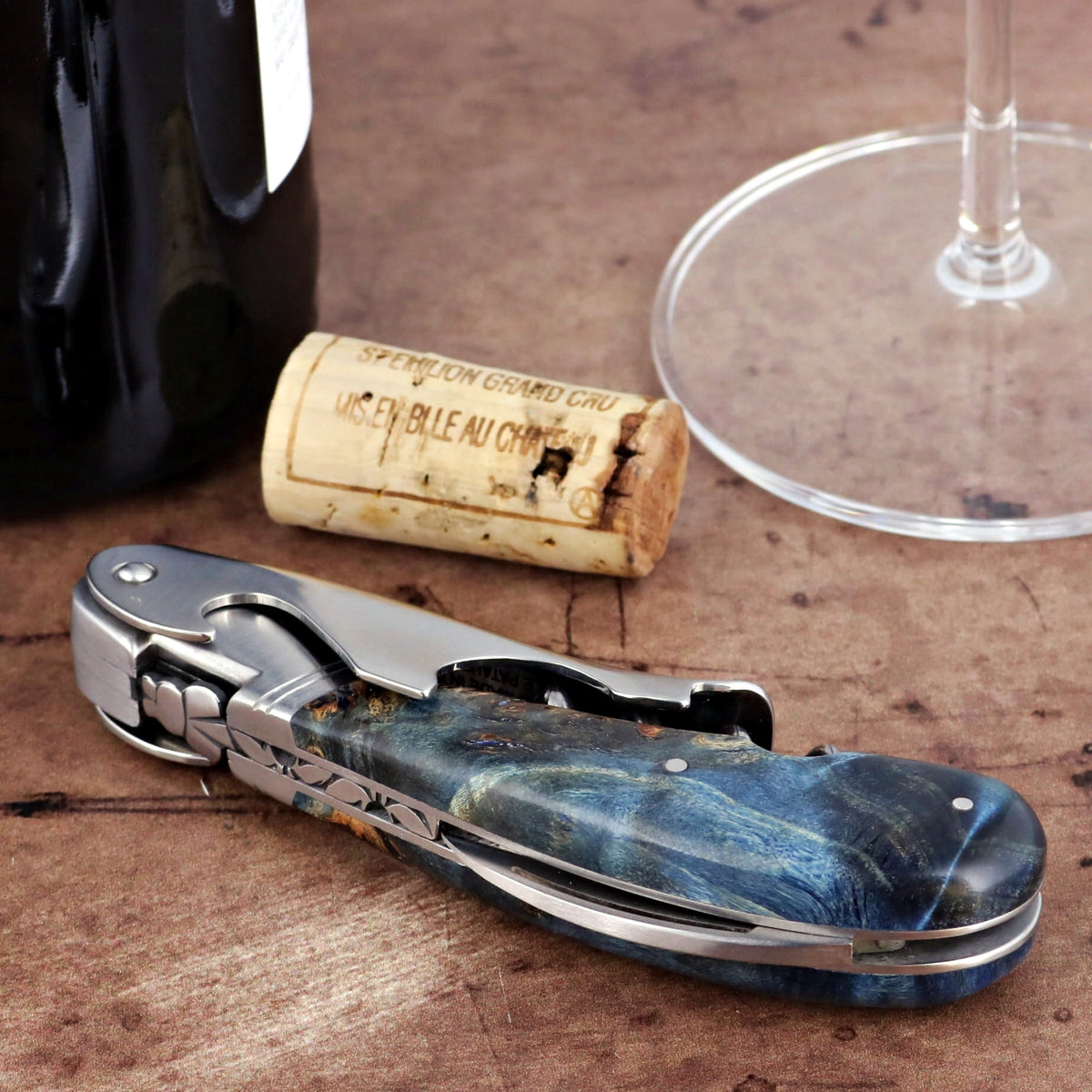 Laguiole Magnum Stained Poplar Burl Corkscrew - A