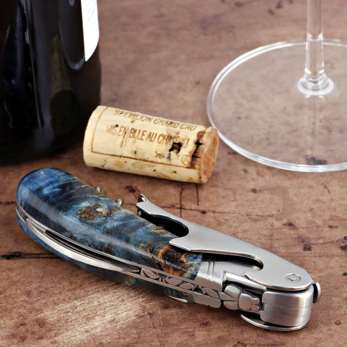 Laguiole Magnum Stained Poplar Burl Corkscrew - A