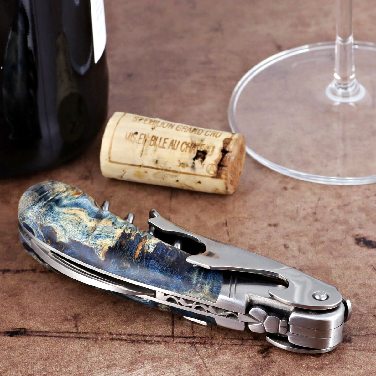 Laguiole Magnum Stained Poplar Burl Corkscrew - B