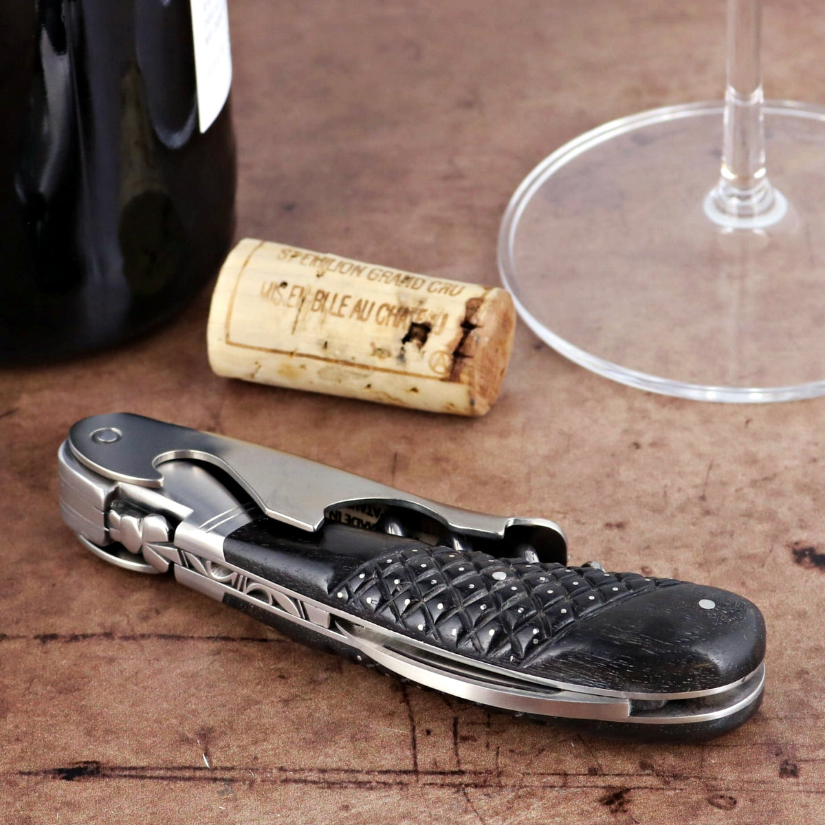 Laguiole Magnum Studded Ebony Corkscrew - B