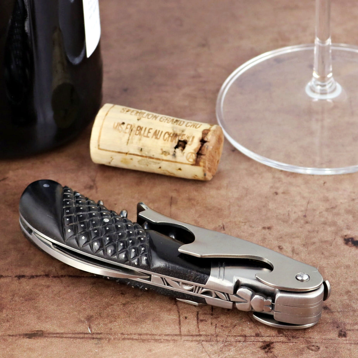 Laguiole Magnum Studded Ebony Corkscrew - B