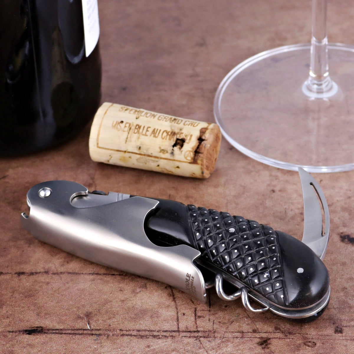 Laguiole Magnum Studded Ebony Corkscrew - B
