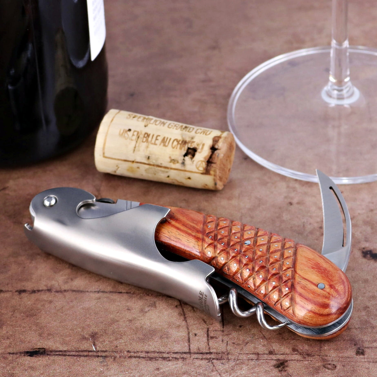 Laguiole Magnum Studded Rosewood Corkscrew - A