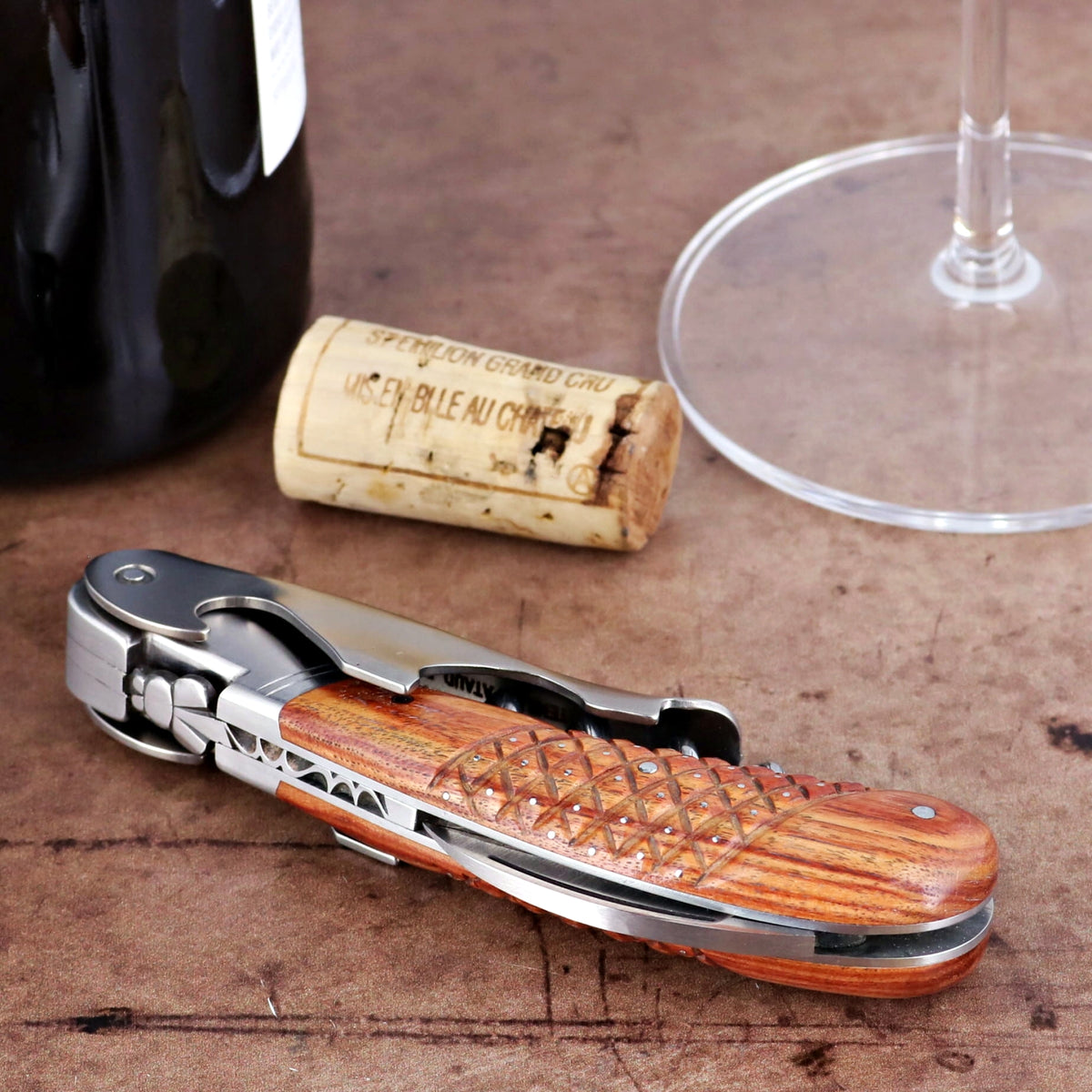 Laguiole Magnum Studded Rosewood Corkscrew - A