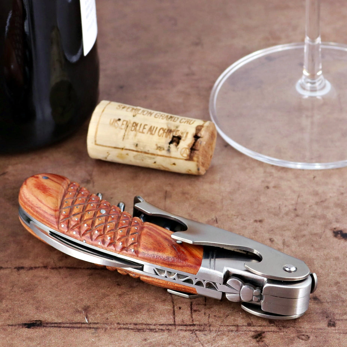 Laguiole Magnum Studded Rosewood Corkscrew - A