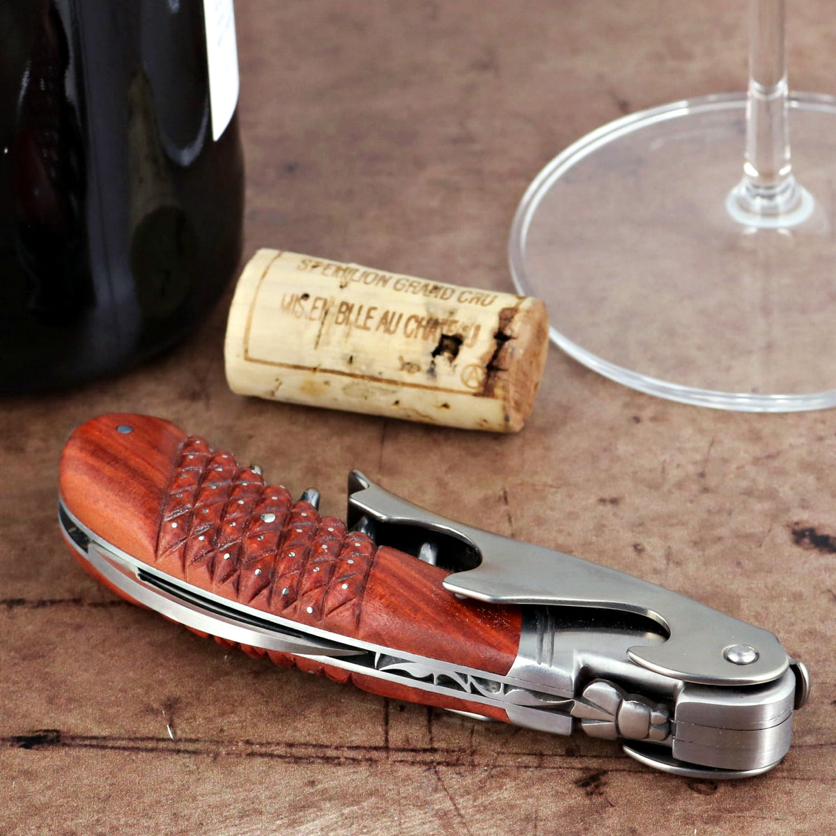 Laguiole Magnum Studded Rosewood Corkscrew - B