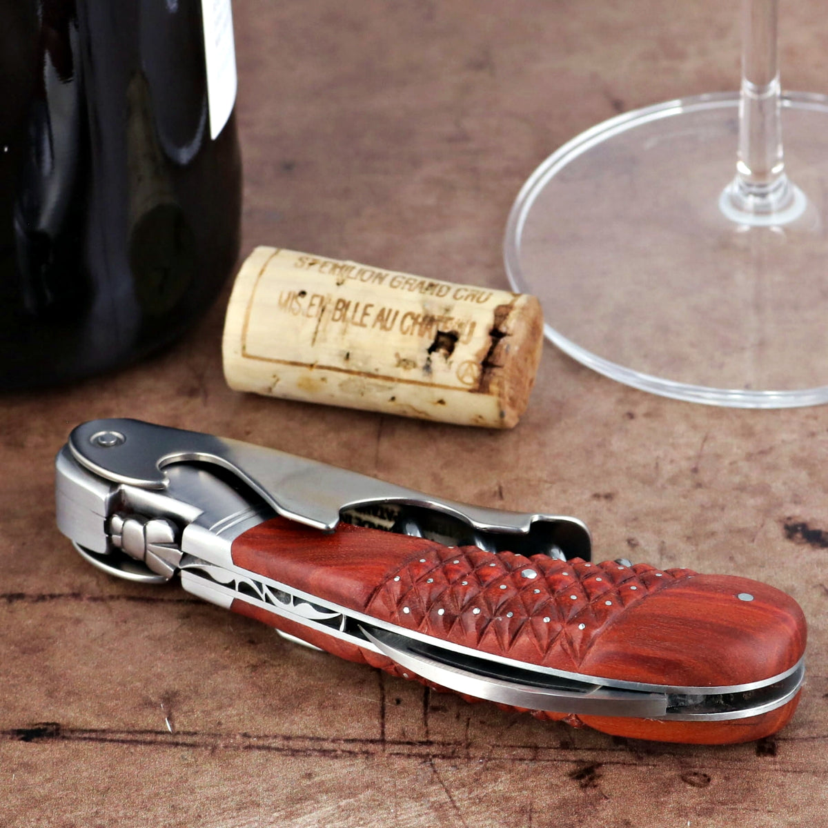 Laguiole Magnum Studded Rosewood Corkscrew - B