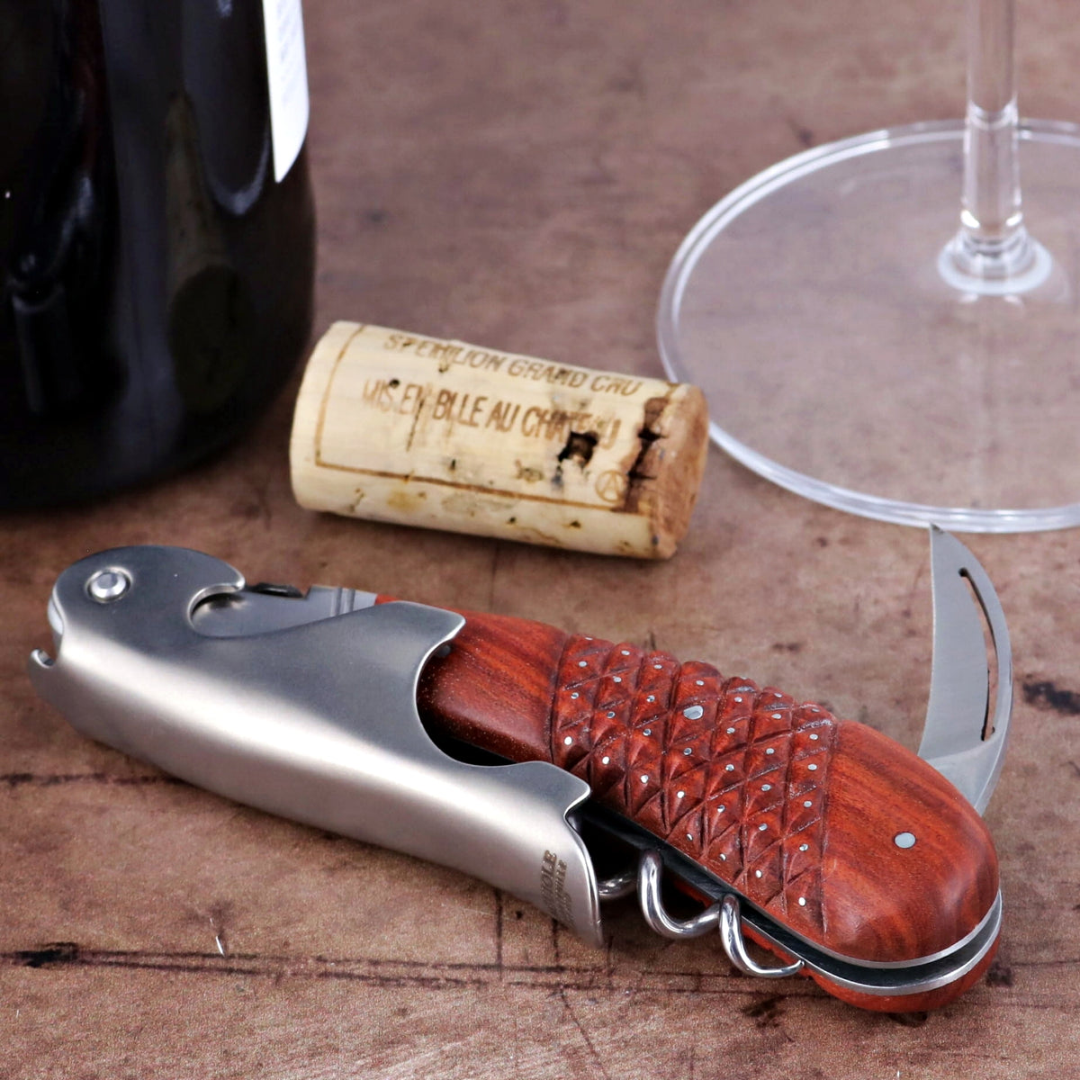 Laguiole Magnum Studded Rosewood Corkscrew - B