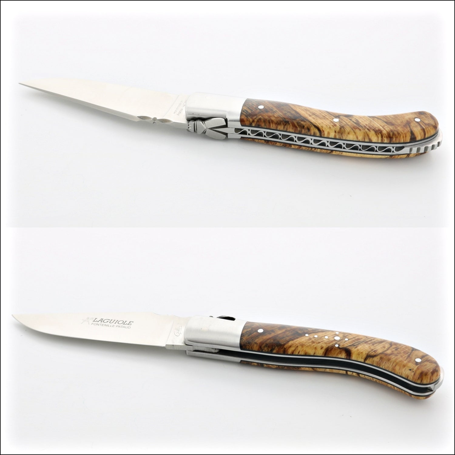Laguiole Sport Classic Folding Knife Burled Beech End-Grain