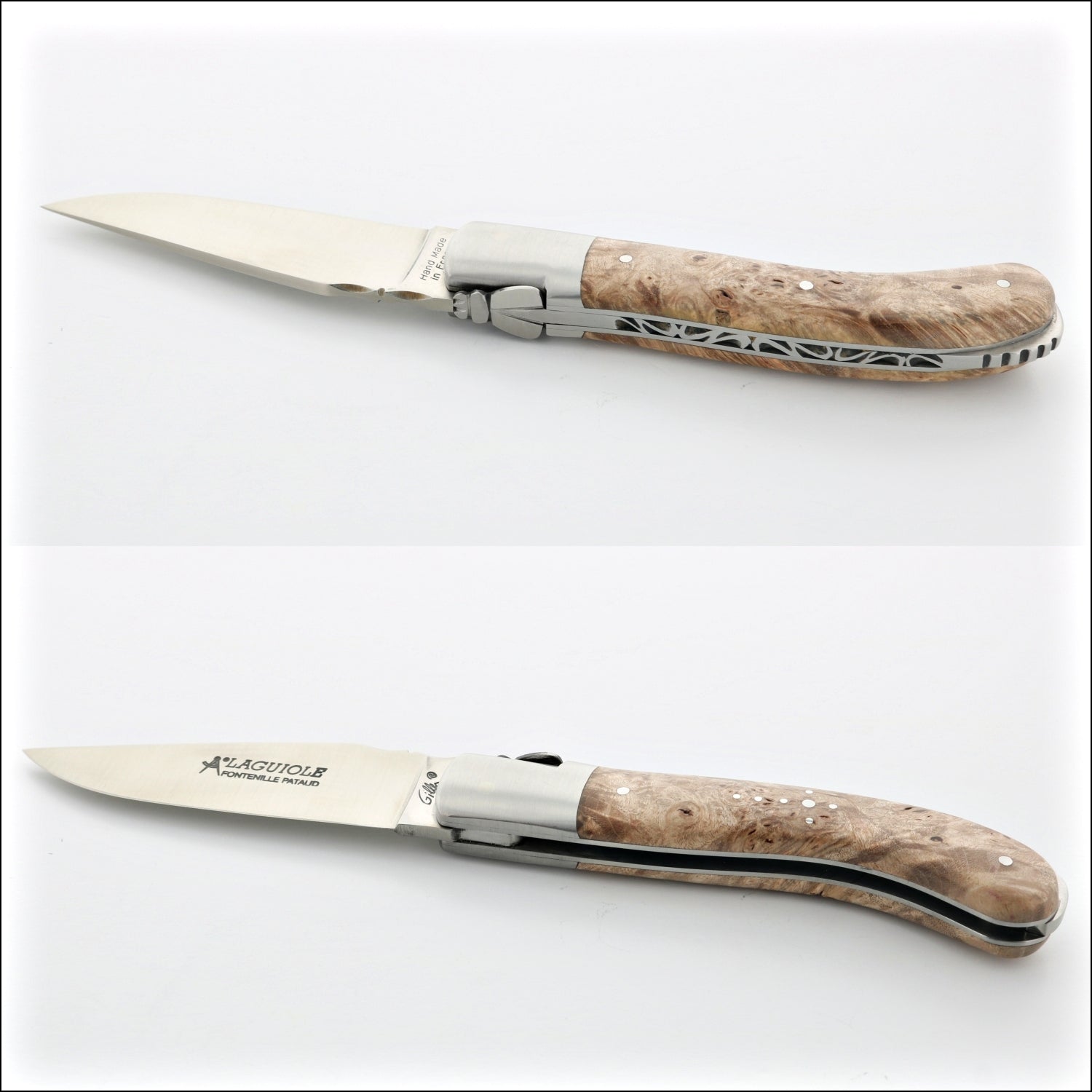 Laguiole Sport Classic Folding Knife Burled Maple Handle