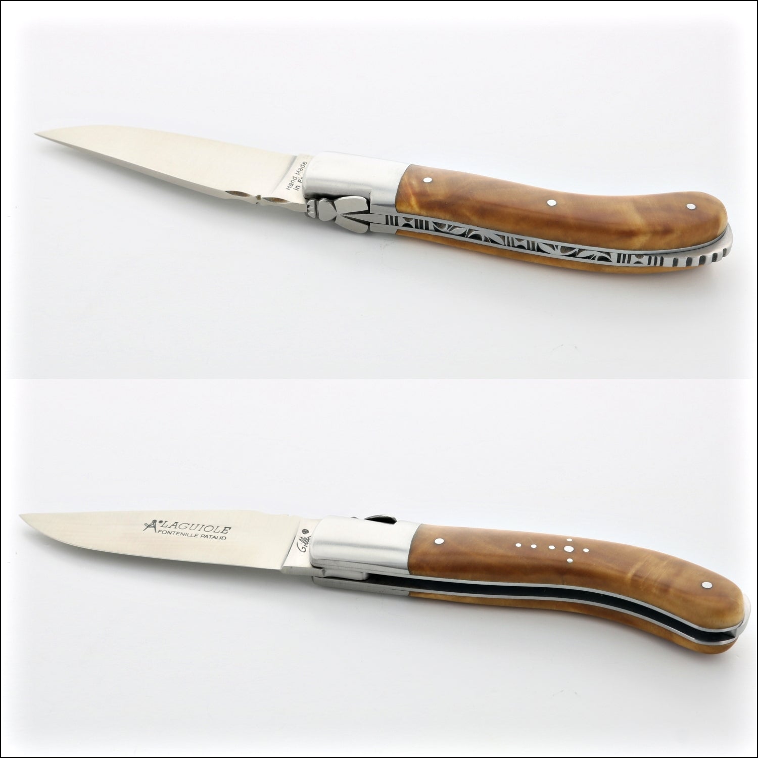Laguiole Sport Classic Folding Knife Burled Teak Handle