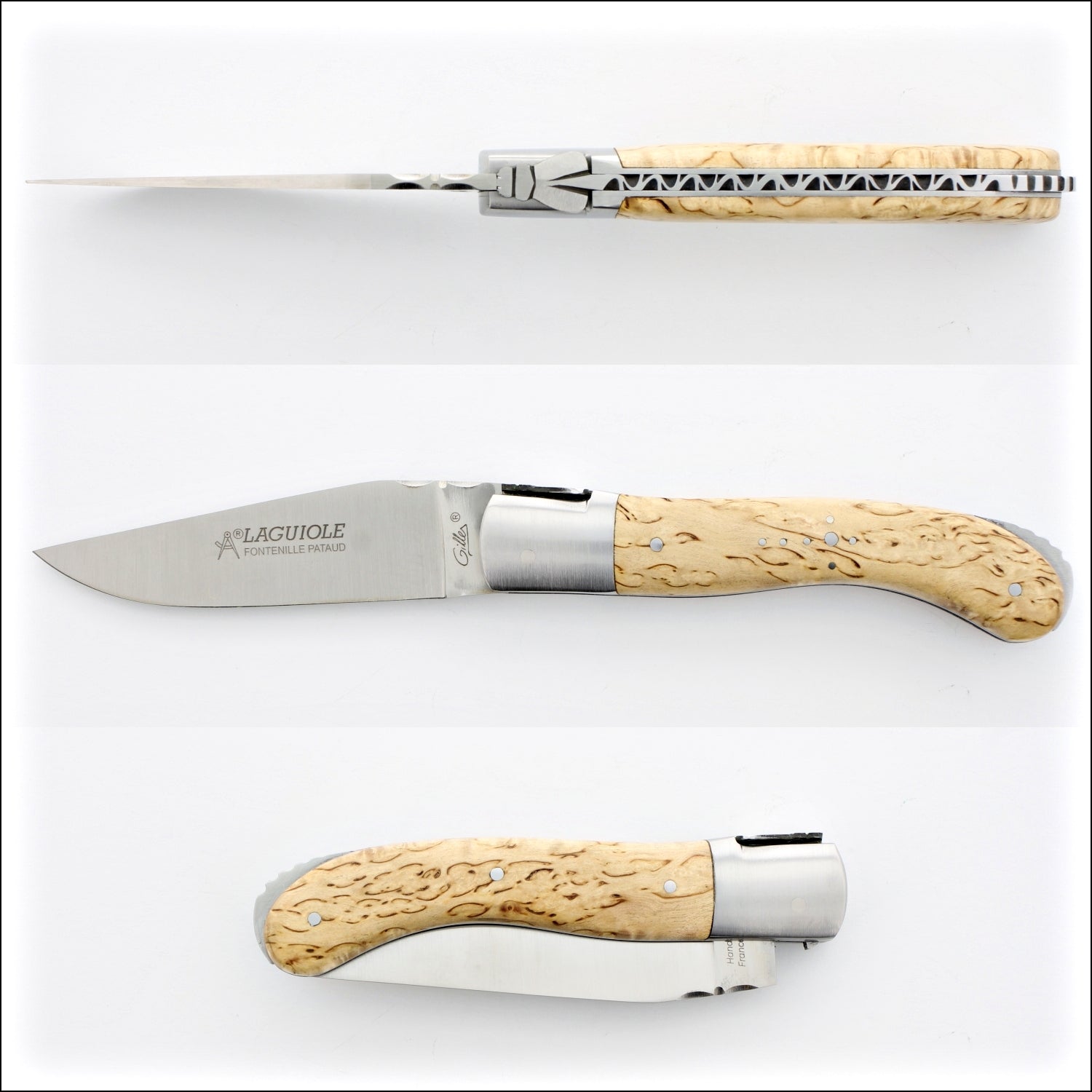 Laguiole Sport Classic Folding Knife Karelian Birch