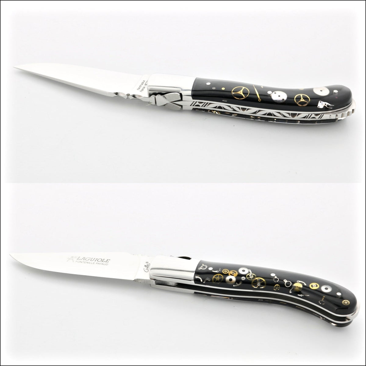 Laguiole Sport Classic Folding Knife Watch Gears Inlay