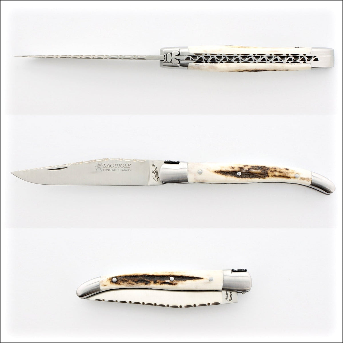 Laguiole Traditional Knife 11 cm Guilloche Deer Stag