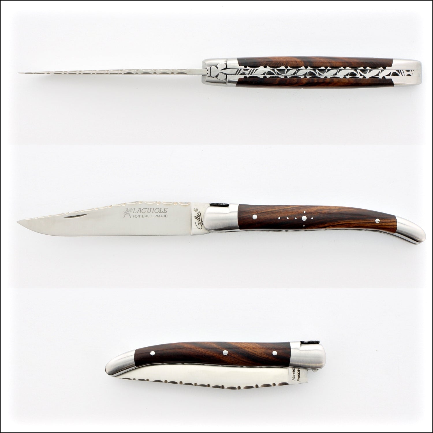 Laguiole Traditional Knife 11 cm Guilloche Desert Ironwood