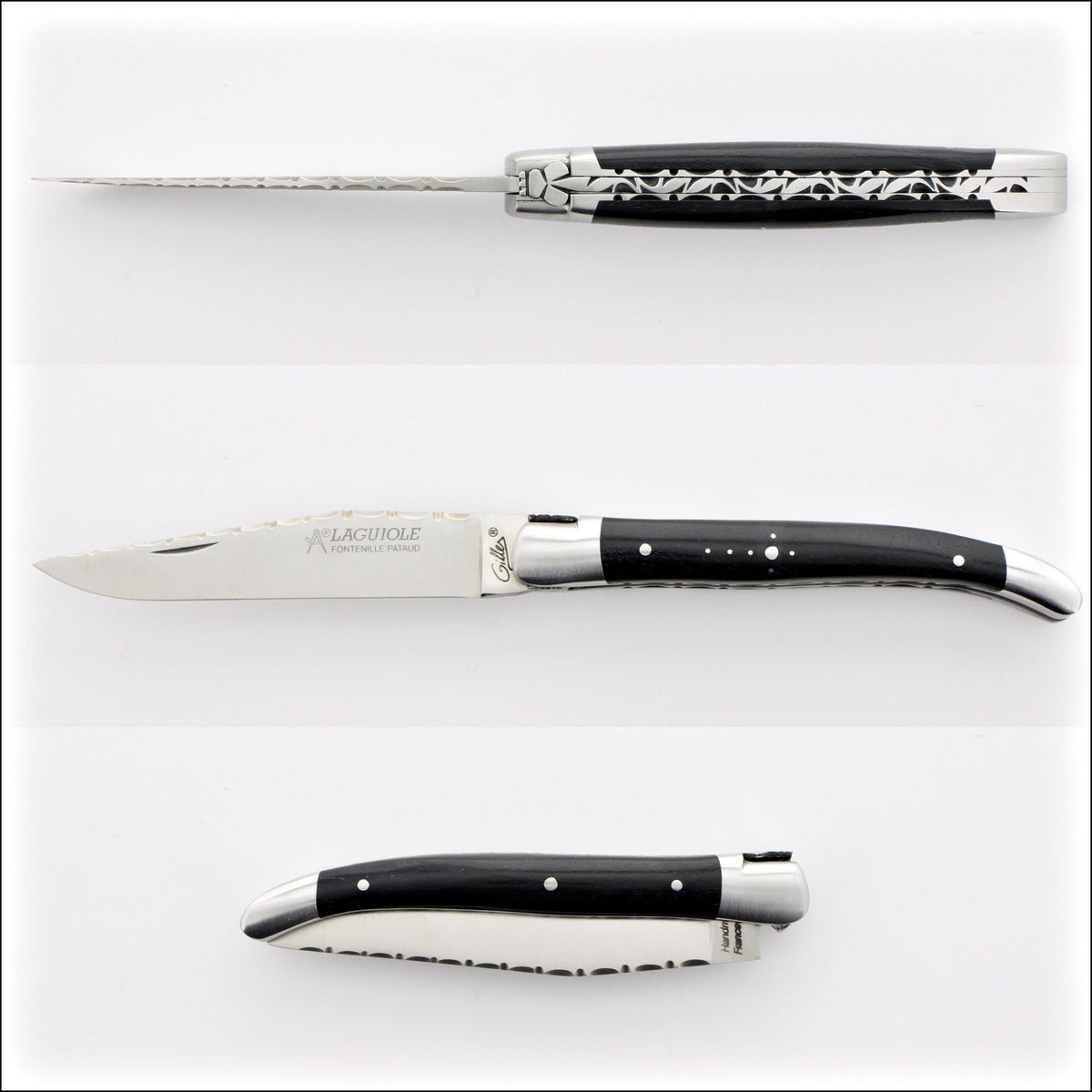 Laguiole Traditional Knife 11 cm Guilloche Ebony