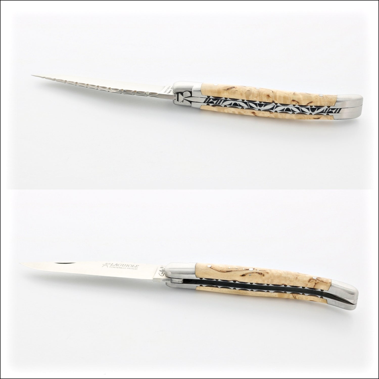 Laguiole Traditional Knife 11 cm Guilloche Karelian Birch