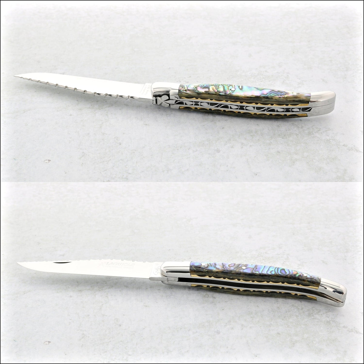Laguiole Traditional Knife 11 cm Guilloche Mother of Pearl - A