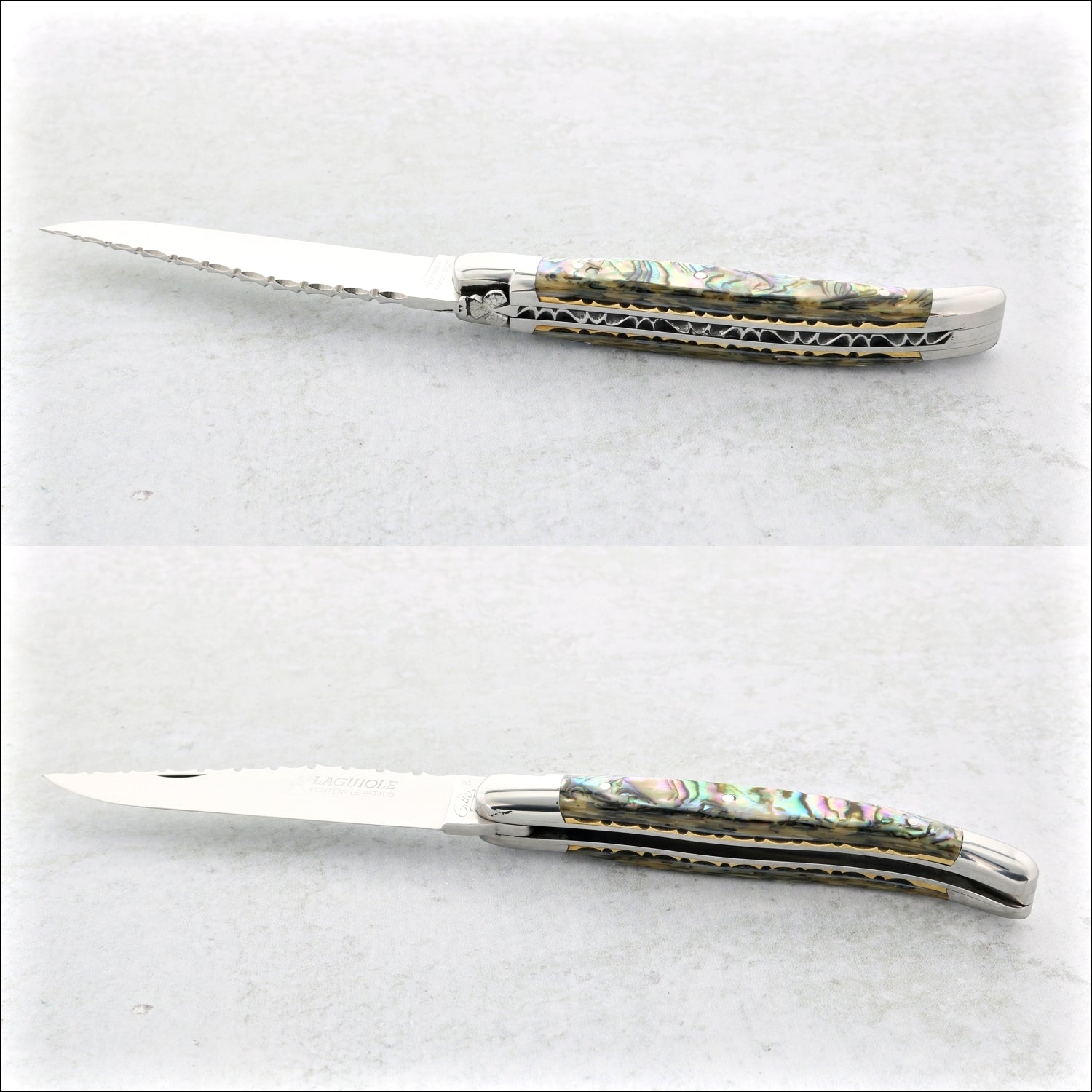 Laguiole Traditional Knife 11 cm Guilloche Mother of Pearl - B