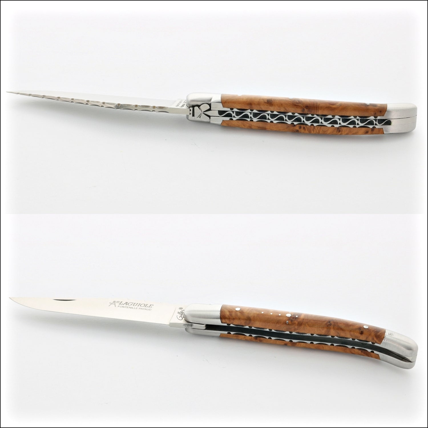Laguiole Traditional Knife 11 cm Guilloche Poplar Burl