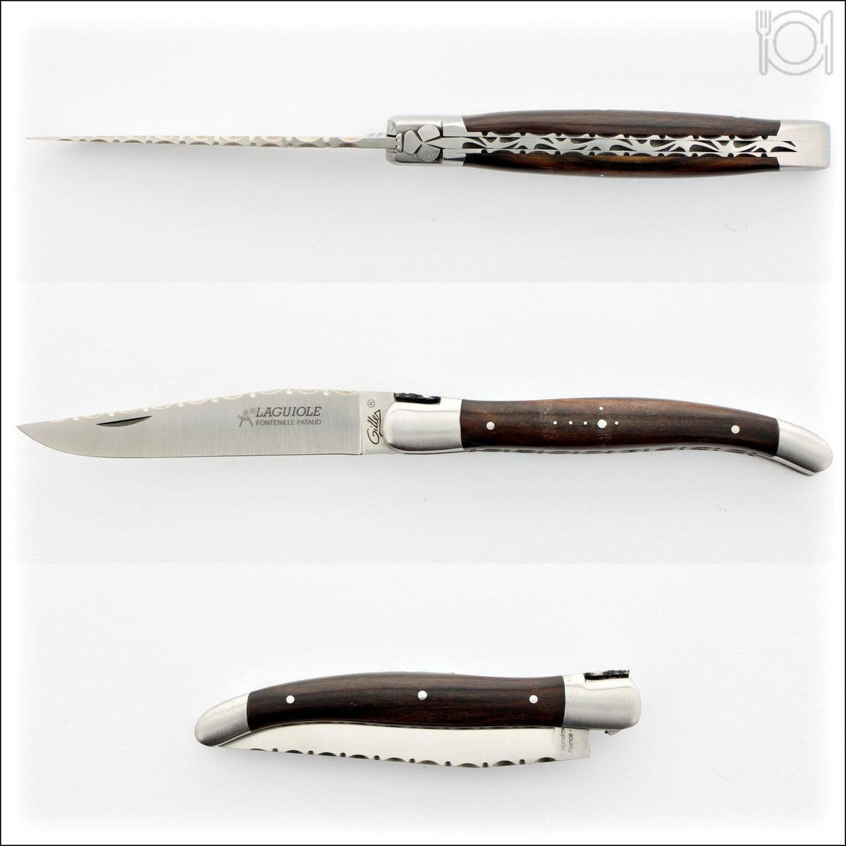 Laguiole Traditional Knife 12 cm Guilloche Desert Ironwood