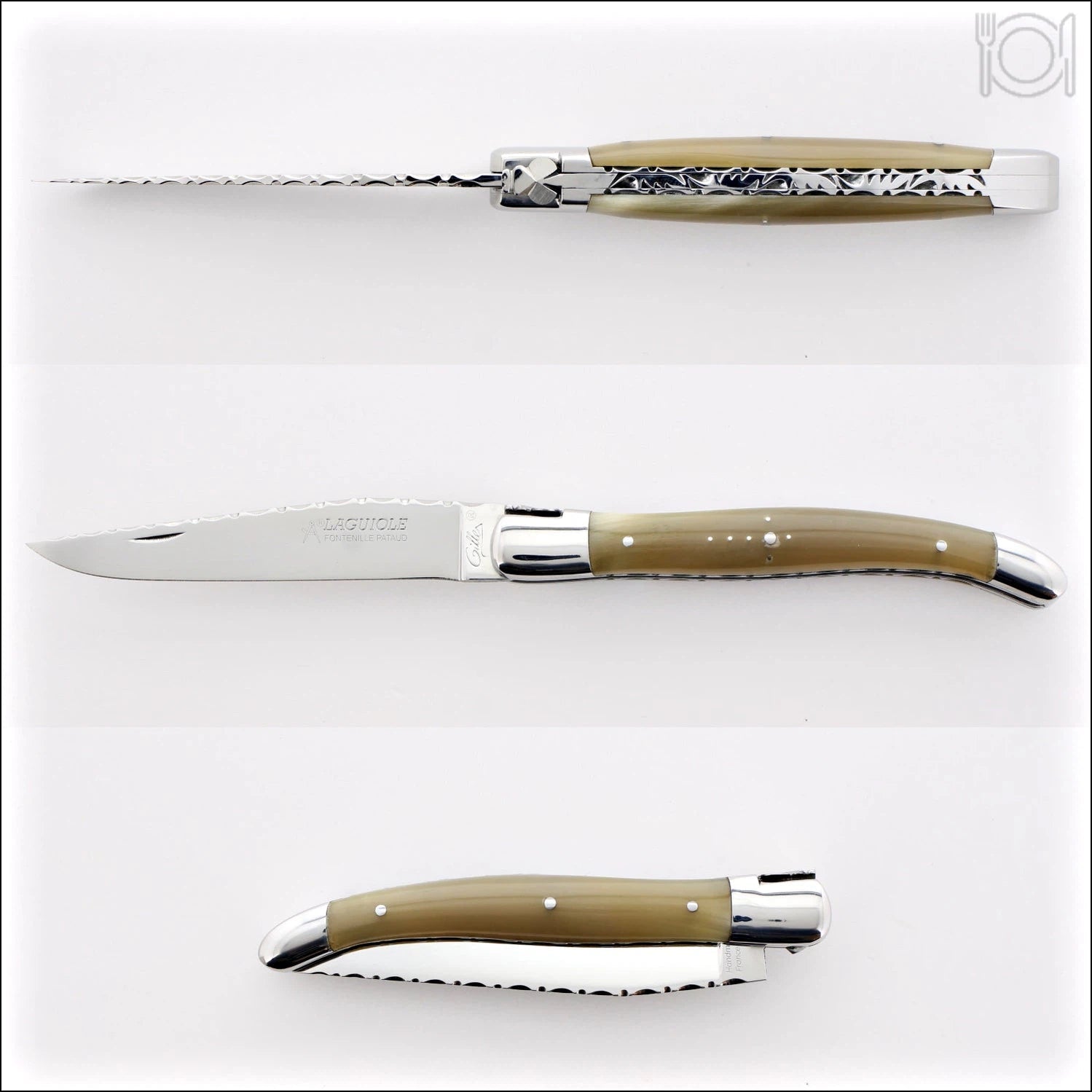 Laguiole Traditional Knife 12 cm Guilloche Horn Tip