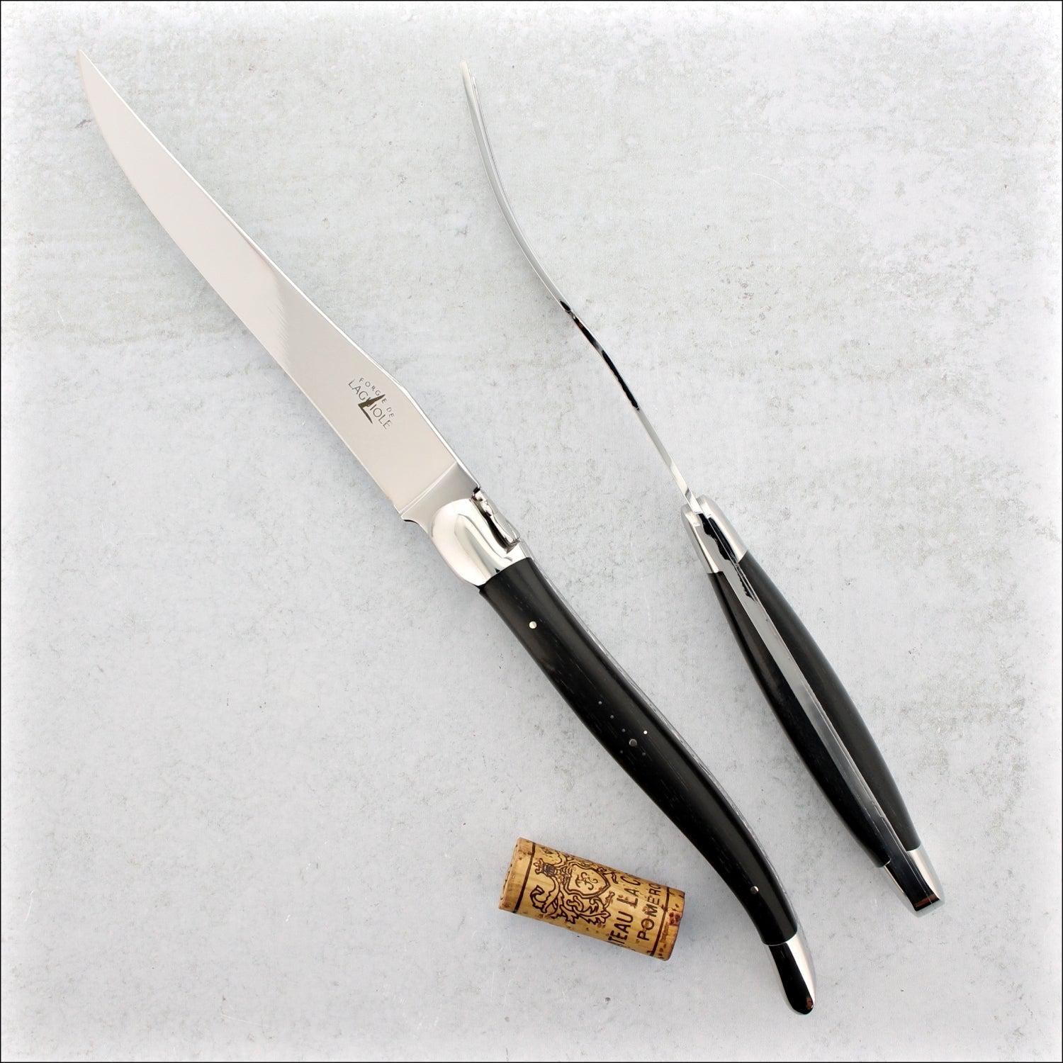 Laguiole XL Carving Set Ebony Handle Shiny Finish