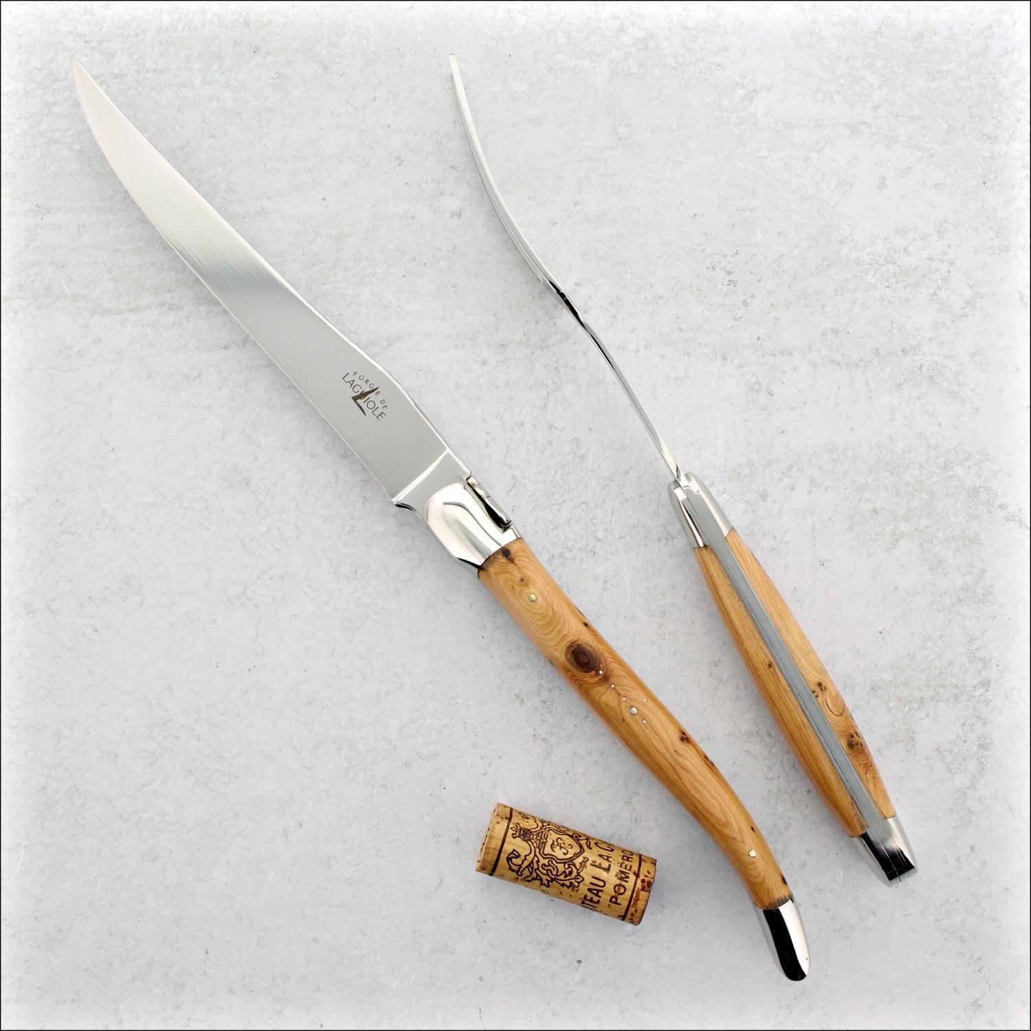 Laguiole XL Carving Set Juniper Handle Shiny Finish