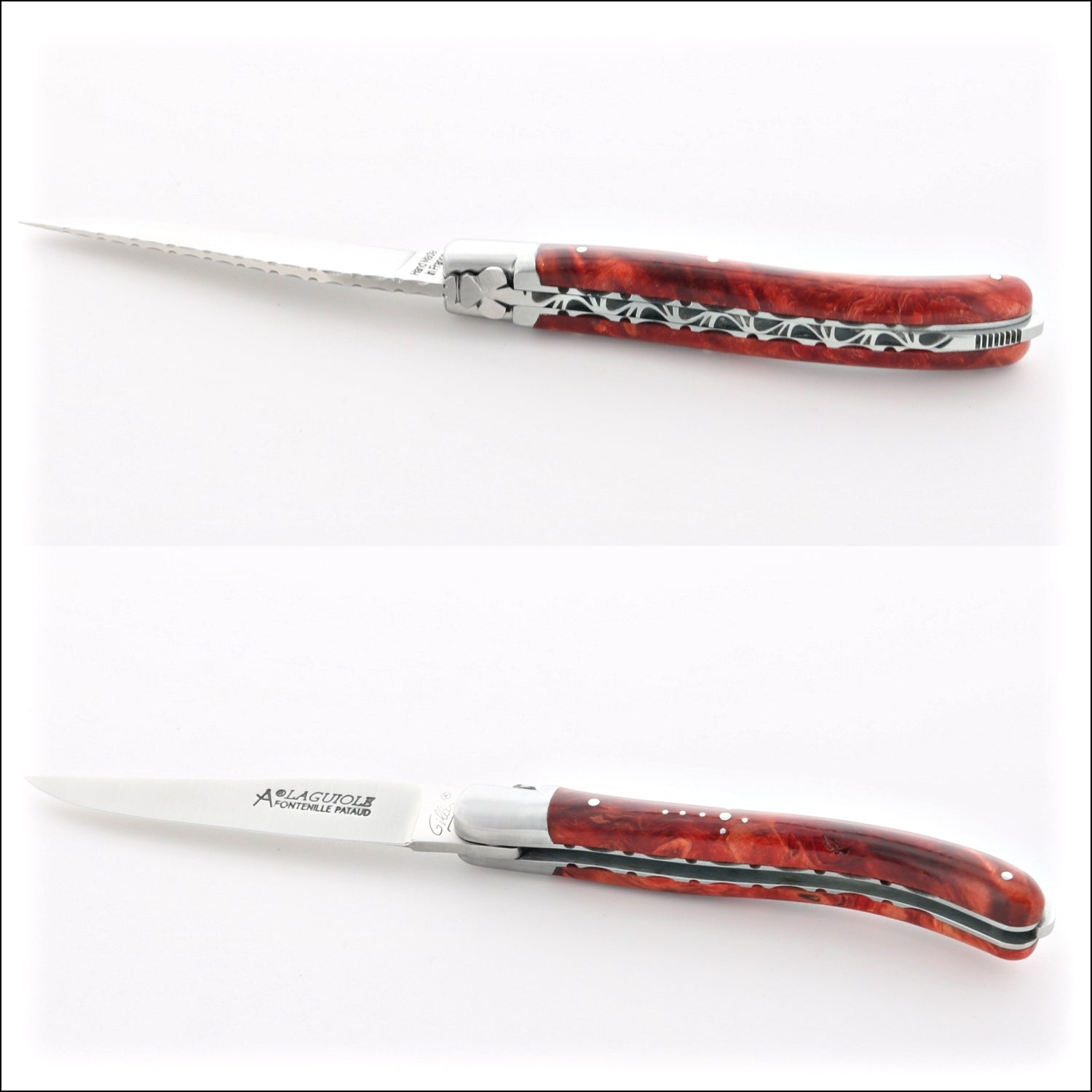 Laguiole XS 9 cm Guilloche Red Poplar Burl Handle