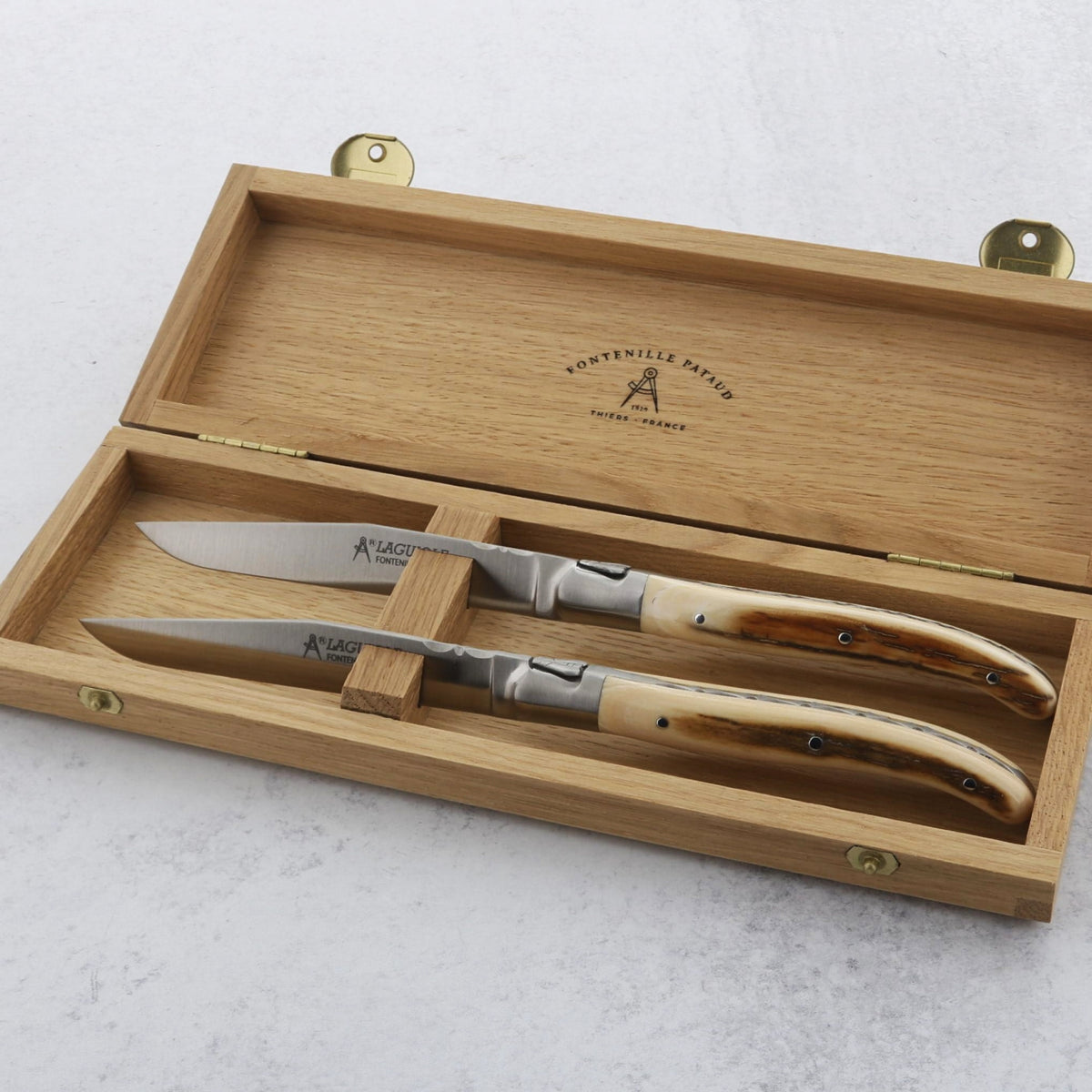 Laguiole Forged Steak Knives Fossilized Mammoth Tusk - A