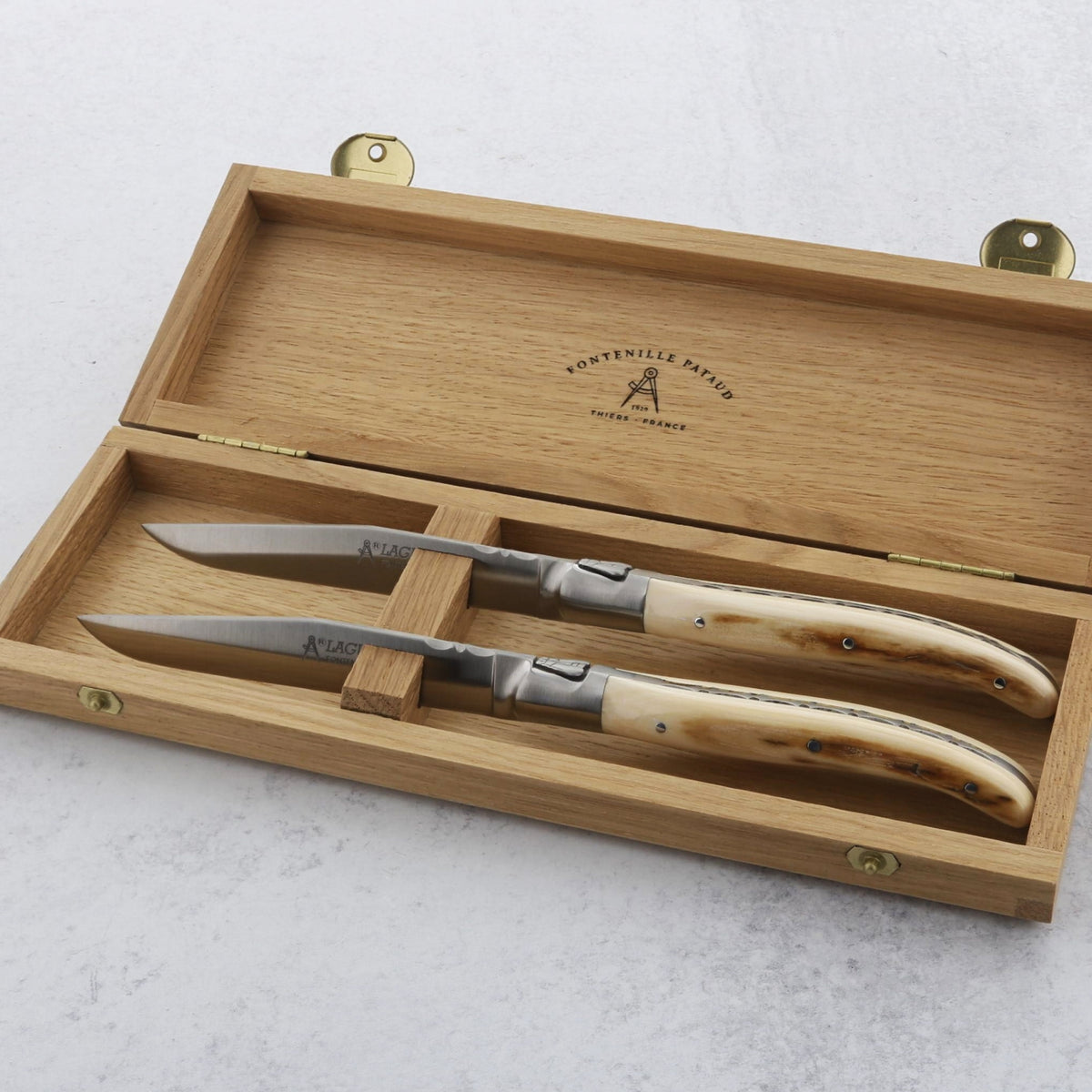 Laguiole Forged Steak Knives Fossilized Mammoth Tusk - C