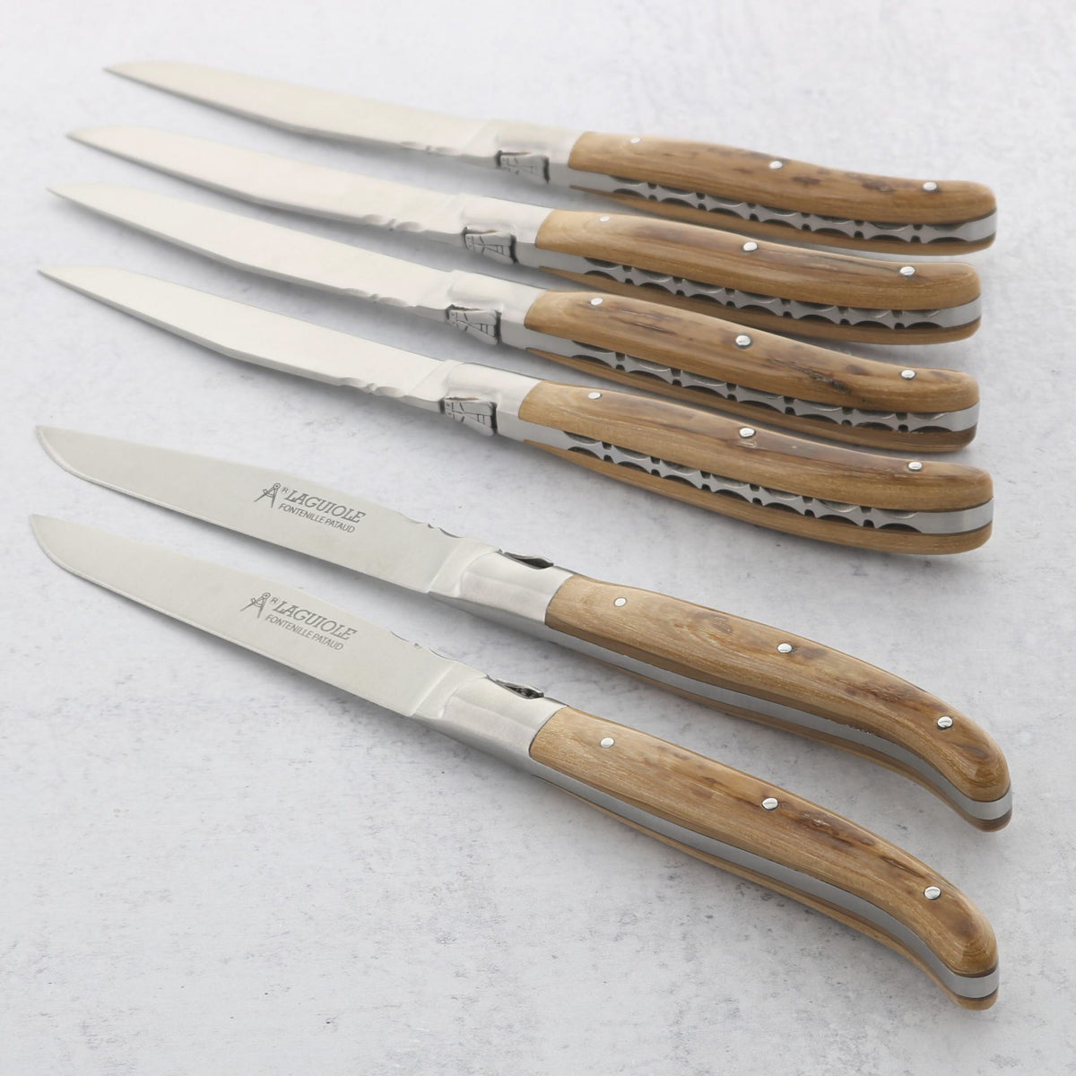 Laguiole Forged Steak Knives Fossilized Mammoth Tusk - Set of 6