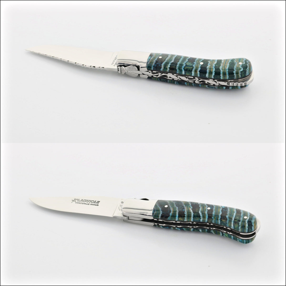 Laguiole Gentleman's Knife Guilloche - Mammoth Tooth - Turquoise