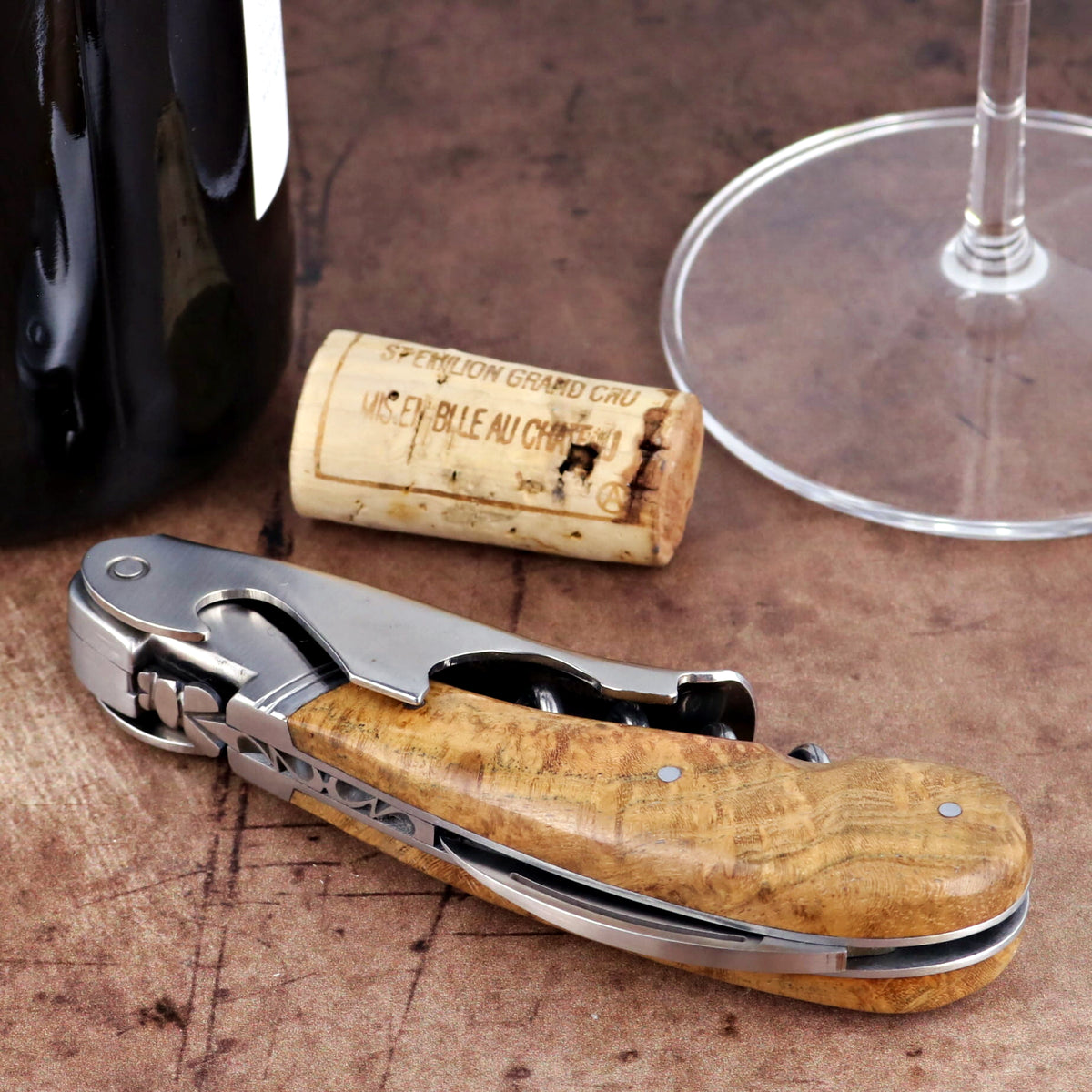 Laguiole Magnum Burled Maple Corkscrew - D