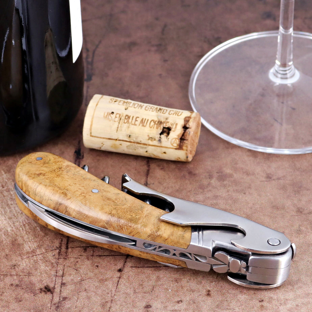 Laguiole Magnum Burled Maple Corkscrew - D