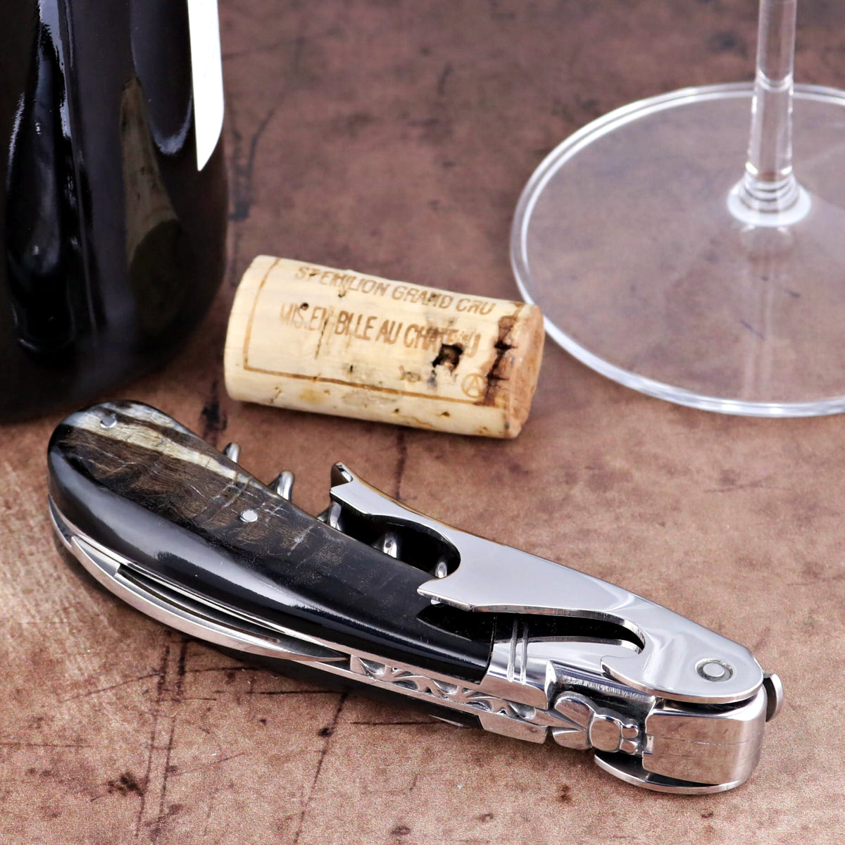 Laguiole Magnum Dark Ram Horn Corkscrew - C