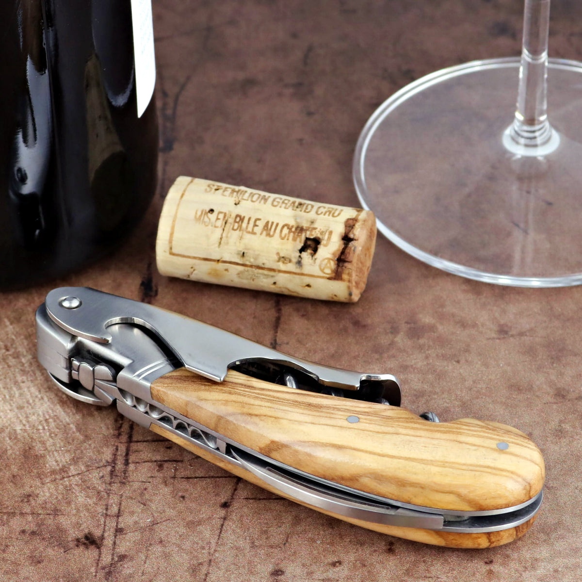 Laguiole Magnum Olive Wood Corkscrew - B