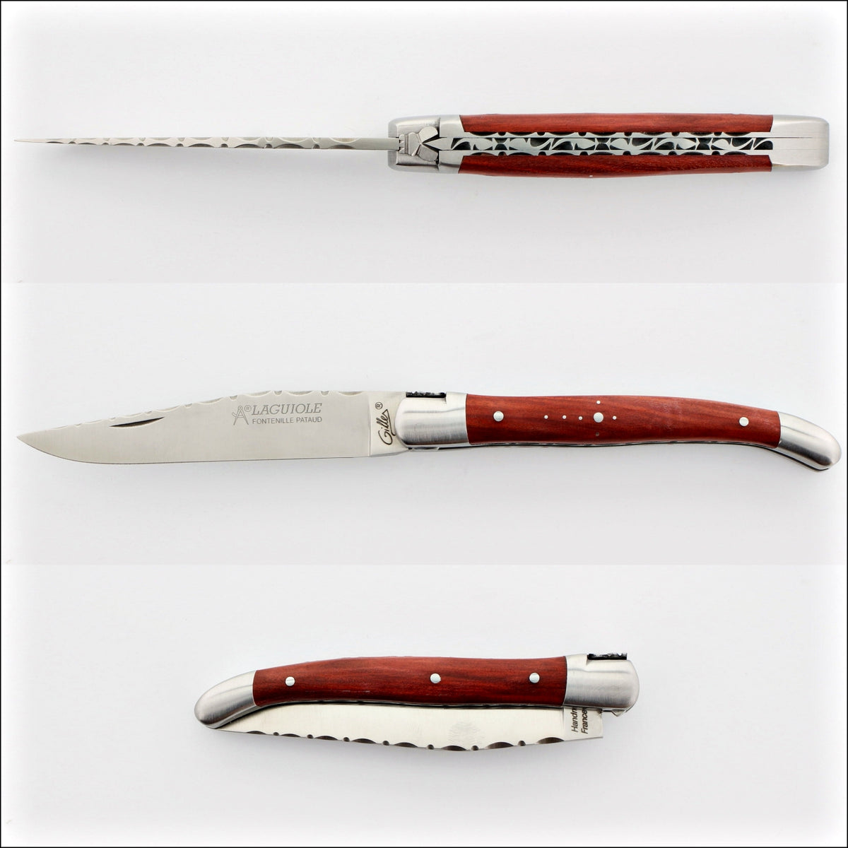 Laguiole Traditional Knife 11 cm Guilloche Rosewood-Laguiole Imports