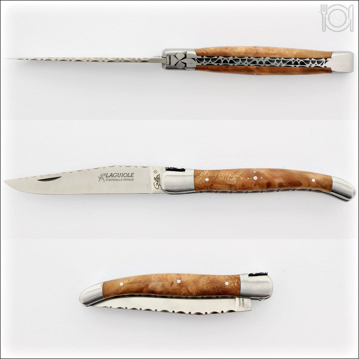 Laguiole Traditional Knife 12 cm Guilloche Amboyna Burl