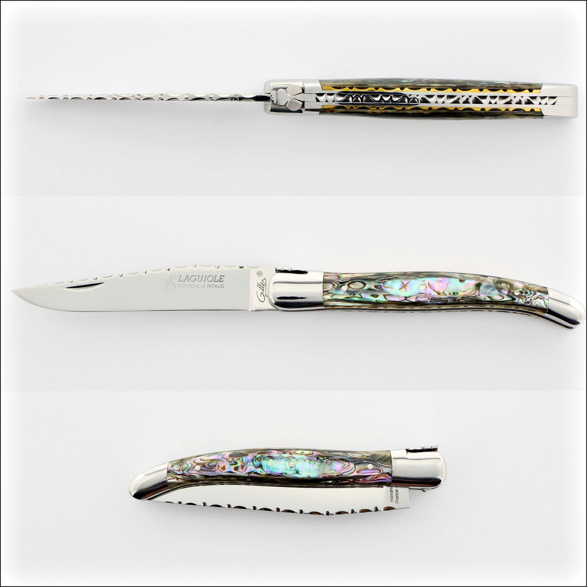 Laguiole Traditional Knife 12 cm Guilloche Mother of Pearl