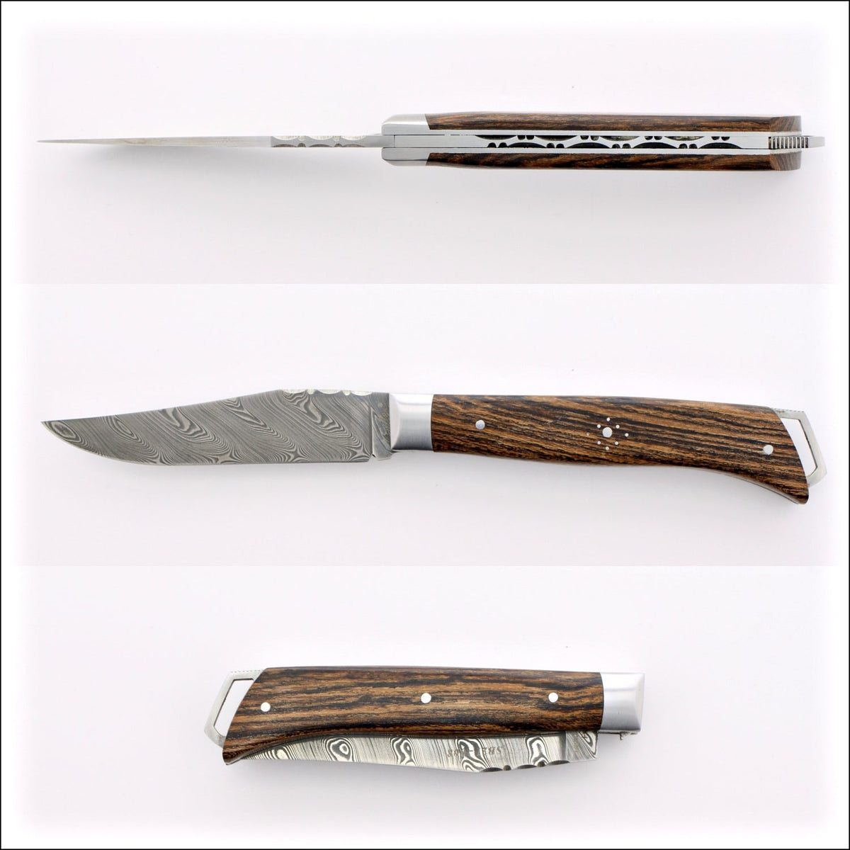 Le Saint-Bernard Pocket Knife - Damascus Blade Bocote
